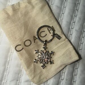 NWOT Coach Rhinestone and Metallic Snowflake Keyring/ Bag Charm